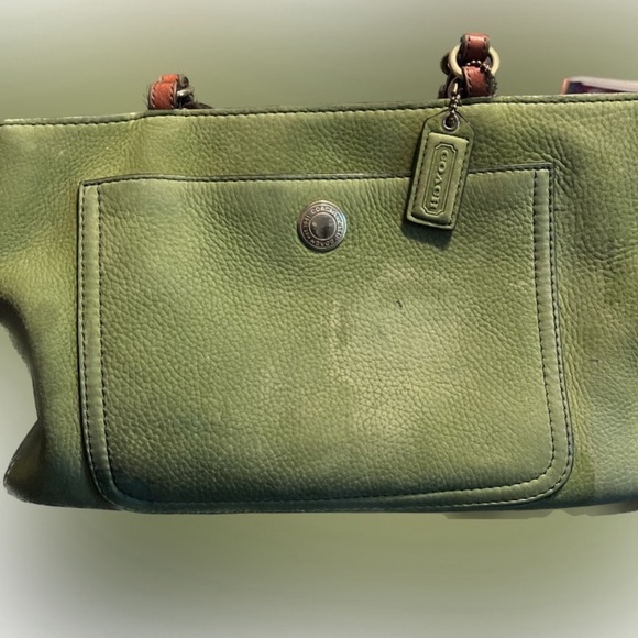 COACH Green Suede Chelsea Handbag. - Picture 2 of 7